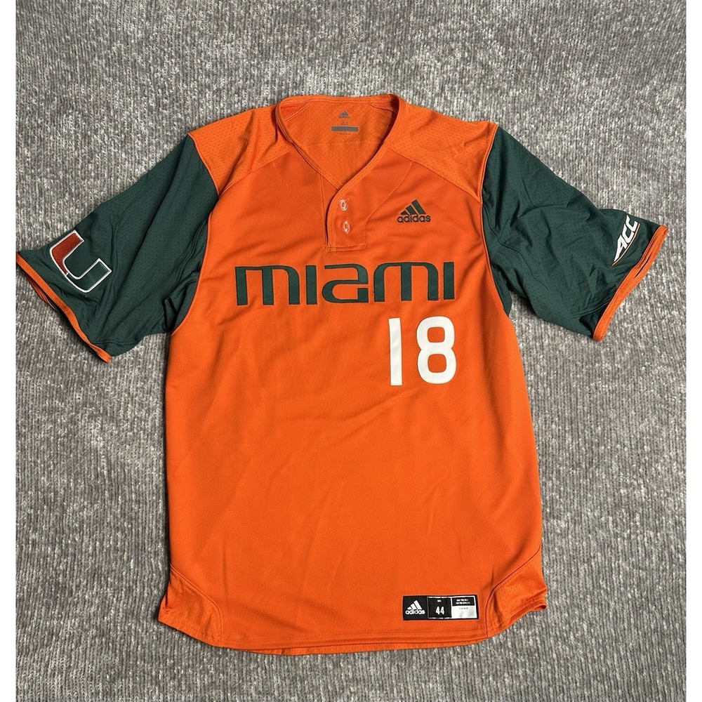 Adidas Miami Hurricanes Genuine Baseball Jersey #18 Size 44